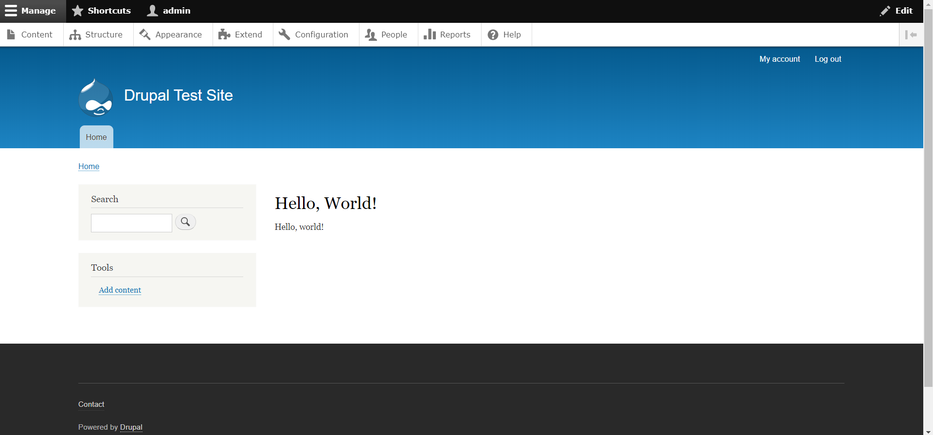 Hello World display page